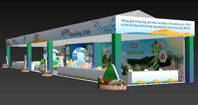 Không gian giới thiệu sản phẩm, hình ảnh du lịch và sản phẩm OCOP Lâm Đồng