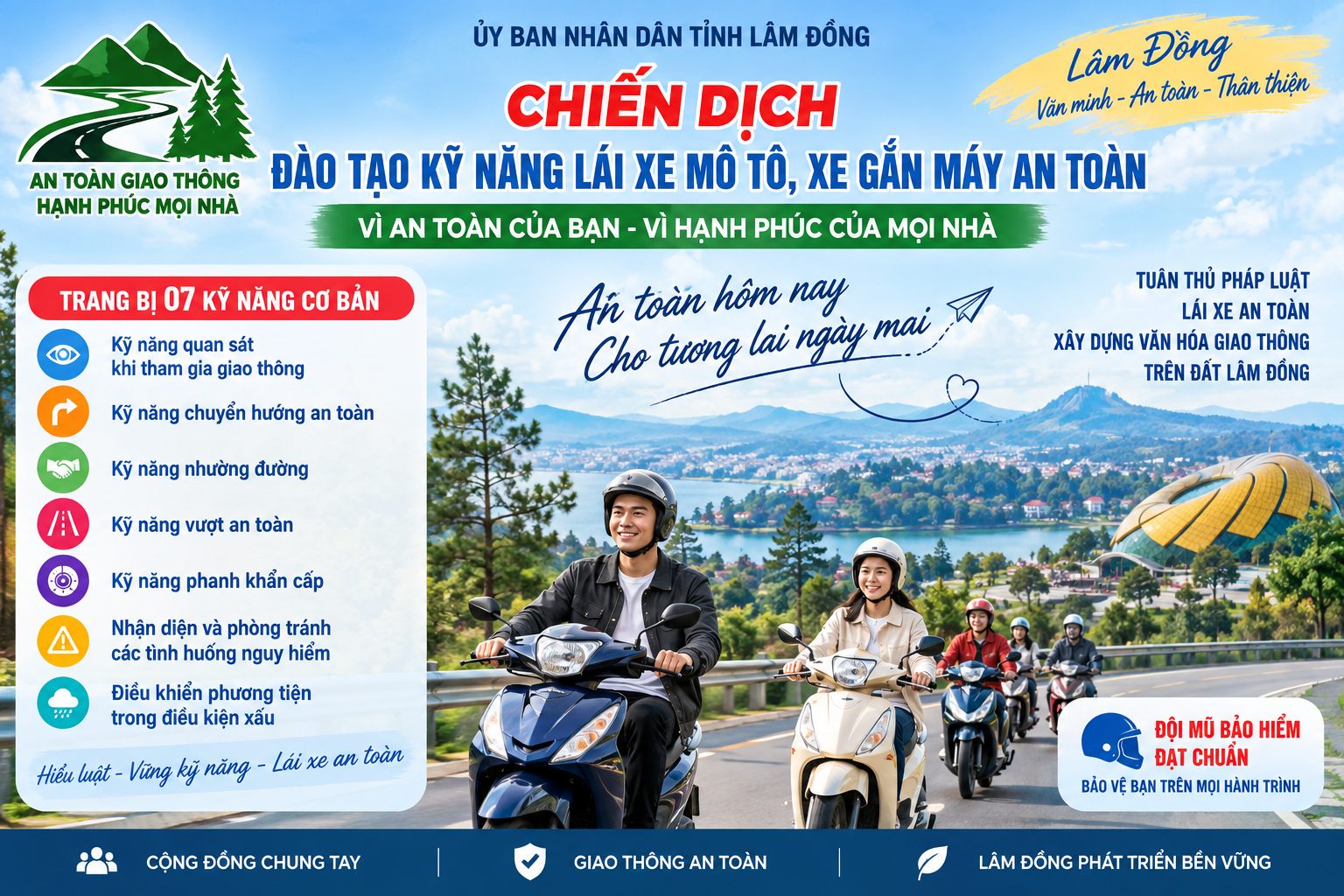 Lâm Đồng triển khai “Chiến dịch đào tạo kỹ năng lái xe mô tô, xe gắn máy an toàn”